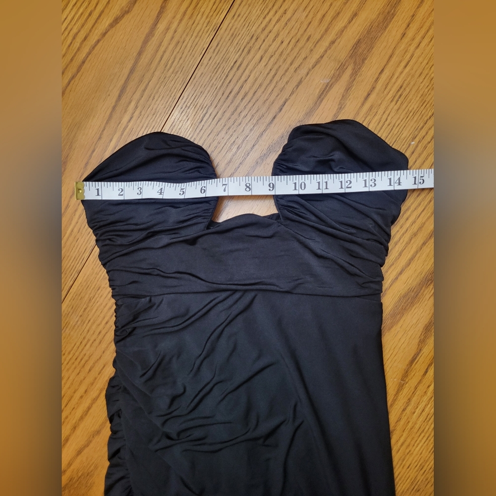 Hello Molly Flashlight Midi Dress Strapless Ruched Cutout Black Medium Size 6 - Picture 14 of 16